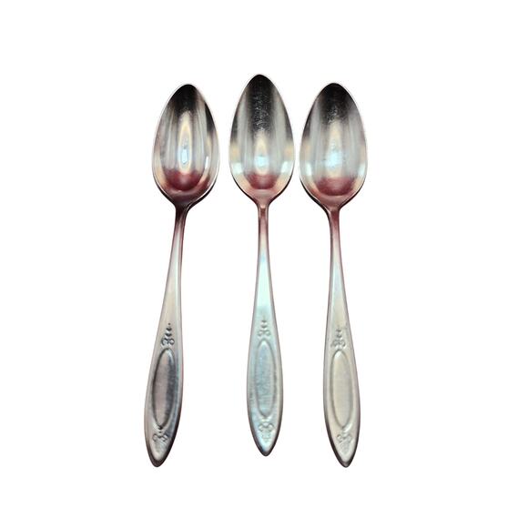 Oneida Adam Silverplate 1917 Teaspoon Lot of 3 Vintage Flat Handle 6” Pattern - Picture 1 of 8